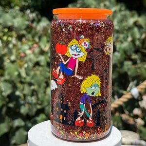 Lizzie McGuire Halloween snow globe glass tumbler 16oz